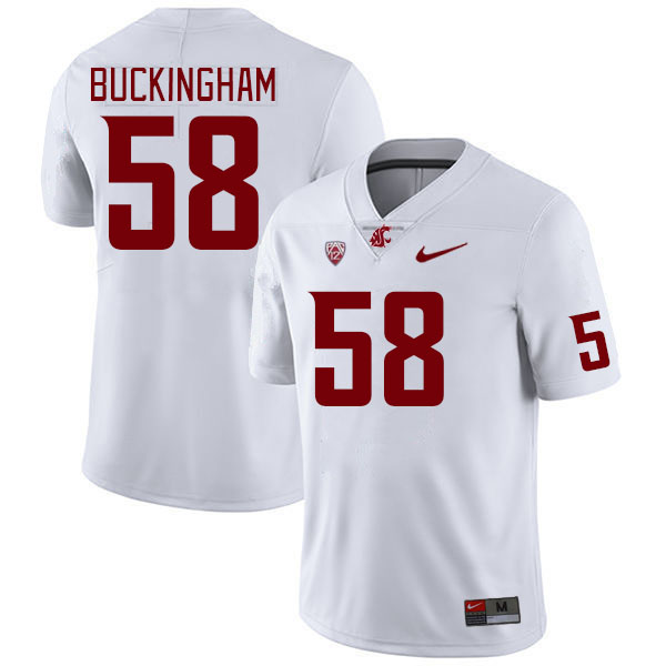 Washington State Cougars #58 Chase Buckingham College Football Jerseys Stitched Sale-White